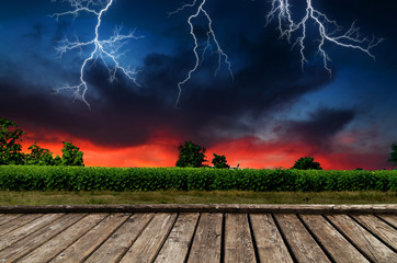 Wall Mural - thunderstorm with lightning.