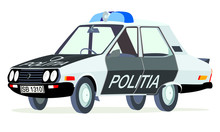 Caricatura Dacia 1310  Taxi Rumania Blanco Vista Frontal Y Lateral