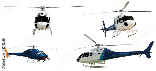 Cuadros en Lienzo Set of Helicopters. Isolated on white