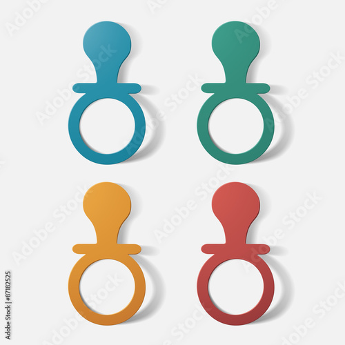 Fotografia, Obraz Paper clipped sticker: baby pacifier, soother