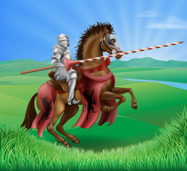 Wall Mural - Knight in armor with jousting lance