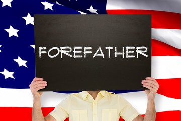 Poster - Composite image of casual man showing board
