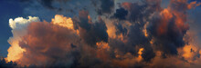 Dramatic Sky Panorama, Colorful Sky In The Sunset