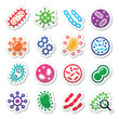 Bacteria, superbug, virus icons set 