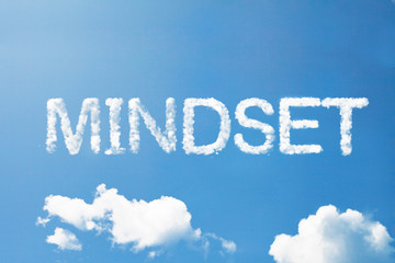 Wall Mural - mindset cloud word on sky