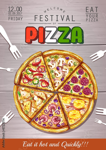 Fototapeta na wymiar Italiano Pizza poster background