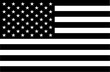 American flag in black and white