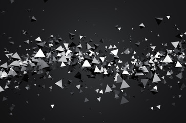 Poster - abstract 3d rendering of flying pyramids.