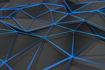 Poster - Abstract 3D Rendering of Low Poly Black Surface.