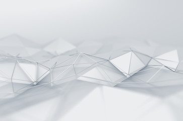 Poster - Abstract 3D Rendering of Low Poly White Surface.