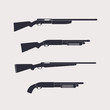 Hunting rifles, shotguns, carbine, isolated, vector illustration, eps10, easy to edit