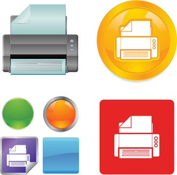 Printer vector button icons