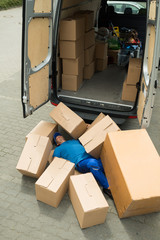 Unconscious Worker Lying On Street