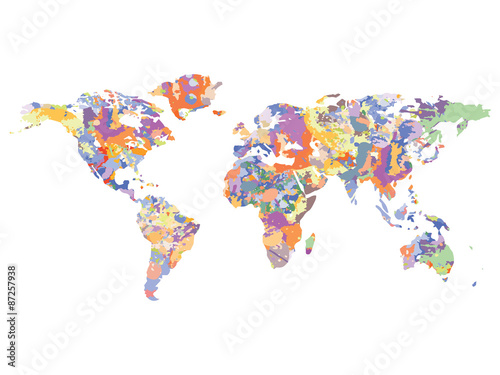 Fotografie, Obraz Watercolor map of the world, vector illustration