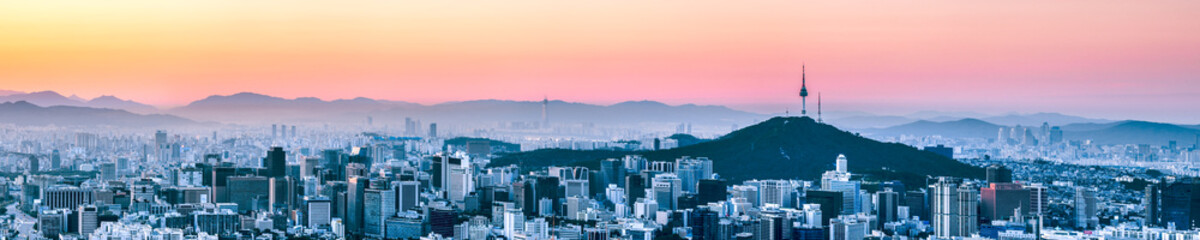 Fototapete - Seoul Panorama im Winter