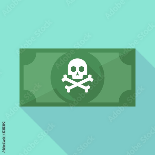 Fotografie, Tablou Long shadow banknote icon with a skull