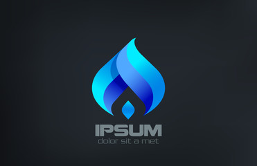 Aufkleber - Blue Gas Fire Flame Logo design vector template...Burn Silhouett