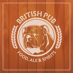 british pub label on wooden background