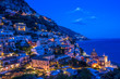 Sunset in Positano village at Amalfi Coast, Italy.