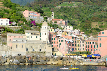Wall Mural - Scenic view of colorful village Vernazza, Italy