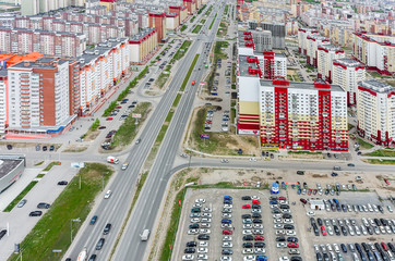 Poster - Bird eye view on Permyakova street. Tyumen. Russia