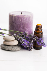  essential oil and lavender flowers