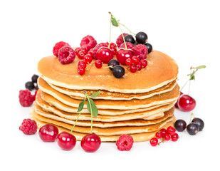 Stack of pancakes with berries