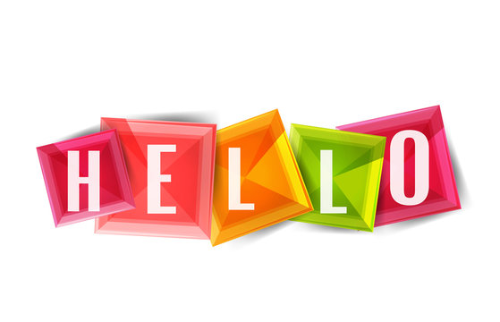Hello word button banner or squares