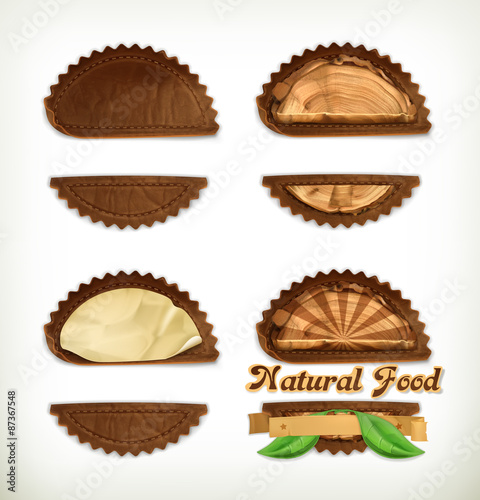 Leather stickers set, vector design elements
