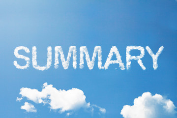 Summary cloud word on sky