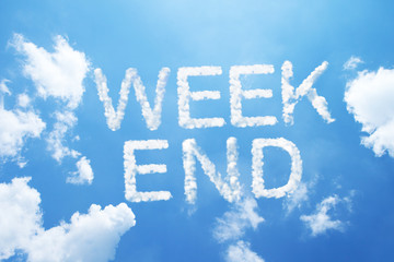 Wall Mural - Weekend cloud word on sky