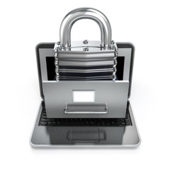 Leinwandbilder - Data security concept. Laptop, archive and lock.