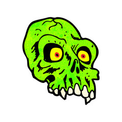 cartoon glowing green skull