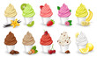 © pixelliebe - Eisbecher mit Früchten Dessert Essen Vektor Set