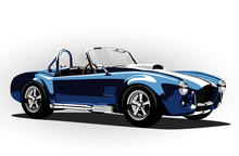 Classic Sport Car Cobra Roadster Blue