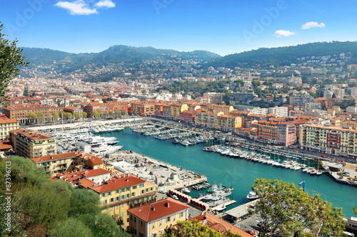 Fotomural Vue du port de Nice et de l'arrière paga