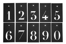 Black White Cardboard Digits From Zero To Nine Isolated