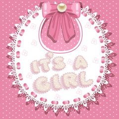 Wall Mural - it`s a girl baby shower on bib