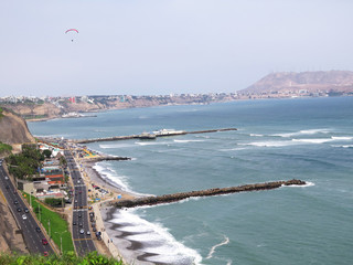 Stock Photo - Shot of the Green Coast beach in Lima-Peru