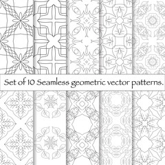 Poster - Set of 10 seamless pattern.  Repeating abstract background.