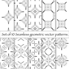 Poster - Set of 10 seamless pattern.  Repeating abstract background.