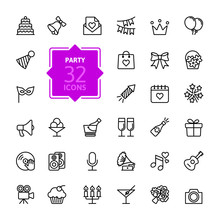 Outline Web Icon Set - Party, Birthday, Celebration
