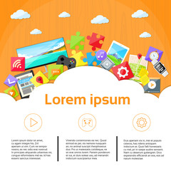 Poster - digital device entertainment cloud copy space tablet computer