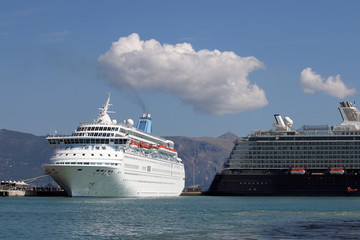 Wall Mural - two cruiser ship in port Corfu Greece