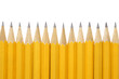 Yellow pencils on a white background