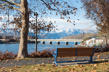 beautiful park near by columbia river in winter season,wa,usa