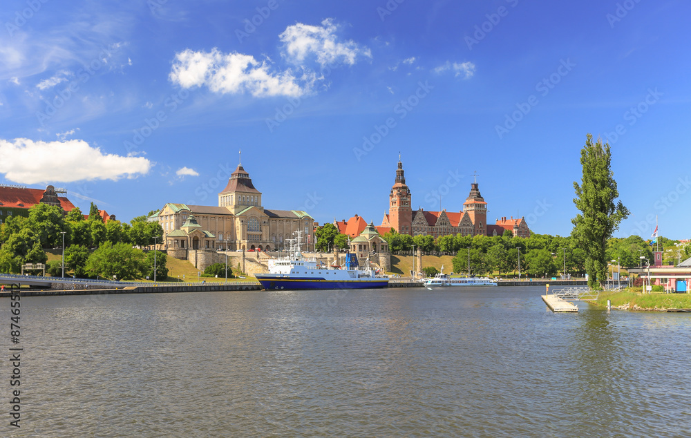 Obraz na płótnie Szczecin - panorama miasta w salonie