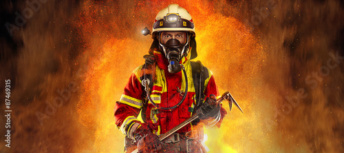 Plakat Straż Pożarna   panorama-strazaka