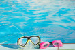 Goggles and swimmingpool