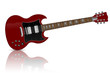Vector red electric guitar with mirror shadow